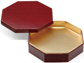 八角重箱（赤漆）セット本体のみ(金皿なし）
