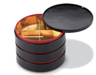 円形貼箱（小）三段重黒