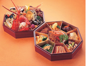 紙製八角重箱（赤漆）