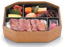 八角長手箱 行季（こうり）盛付例